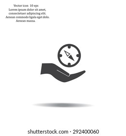 Compass Icon in the flat style. vector