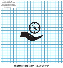 Compass Icon in the flat style. vector