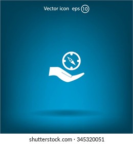 Compass Icon in the flat style. vector