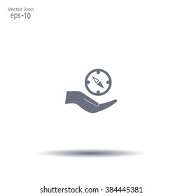 Compass Icon in the flat style. vector