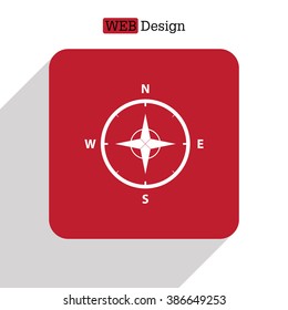 Compass Icon in the flat style. vector