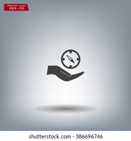Compass Icon in the flat style. vector