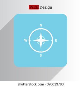 Compass Icon in the flat style. vector