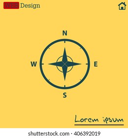 Compass Icon in the flat style. vector