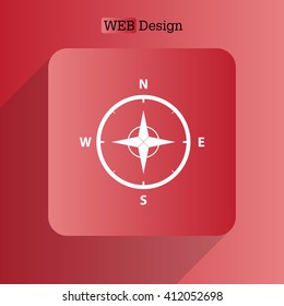 Compass Icon in the flat style. vector