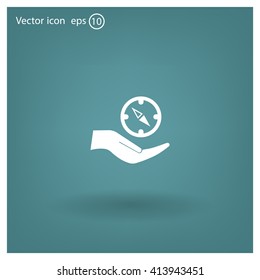 Compass Icon in the flat style. vector