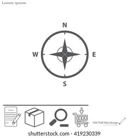 Compass Icon in the flat style. vector