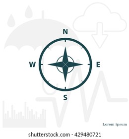 Compass Icon in the flat style. vector