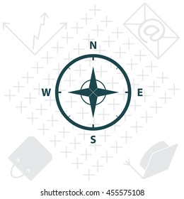 Compass Icon in the flat style. vector