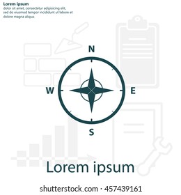Compass Icon in the flat style. vector