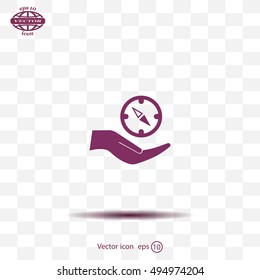 Compass Icon in the flat style. vector