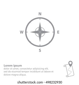 Compass Icon in the flat style. vector