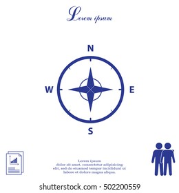 Compass Icon in the flat style. vector