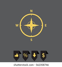 Compass Icon in the flat style. vector