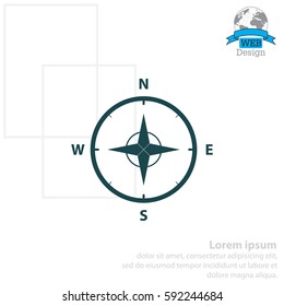Compass Icon in the flat style. vector