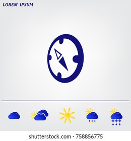 Compass Icon in the flat style. vector