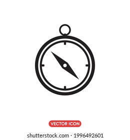compass icon in flat, vector illustration