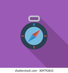Compass icon. Flat vector related icon with long shadow for web and mobile applications. It can be used as - logo, pictogram, icon, infographic element. Vector Illustration.