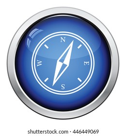 Compass icon. Glossy button design. Vector illustration.