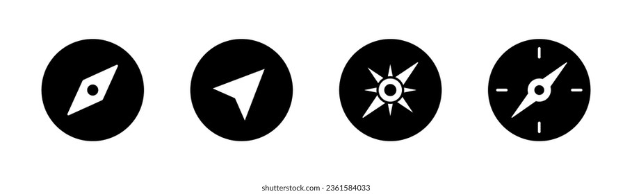 Compass icon in glyph. Navigation compass icon. Navigation symbol in glyph. Compass symbol in black. Stock vector illustration