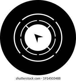 Kompass-Symbol. GPS-Symbol. Magnetischer Kompass, Indikator Symbol, Ost-, West-, Nord-, Süd-Indikator. Positionspin mit Vektorgrafik und flachem Stil.