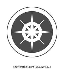 Compass icon, gray round sign for design on white background, vector illustration