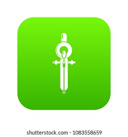 Compass icon green vector isolated on white background