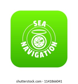 Compass icon green vector isolated on white background