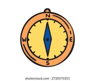 Compass icon, hand drawn doodle. Vector illustration.