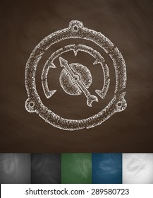 compass icon. Hand drawn vector illustration. Chalkboard Design