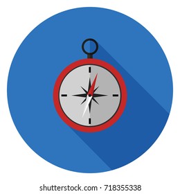 Compass icon. Illustration in flat style. Round icon with long shadow.