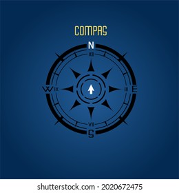 compass icon illustration with star direction
