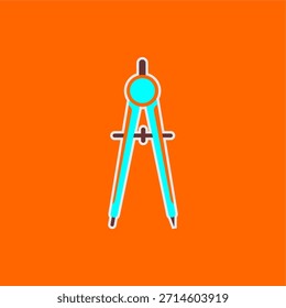 Ilustración de icono de brújula. Ilustración vectorial de la brújula. Brújula con sombra aislada sobre fondo naranja. Vector de diseño de icono de brújula.	
