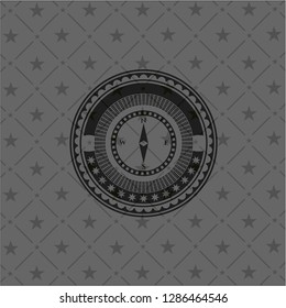 compass icon inside black emblem. Vintage.