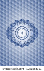 compass icon inside blue badge with geometric pattern background.