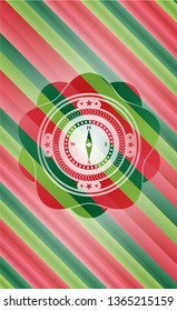 compass icon inside christmas emblem background.