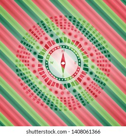 compass icon inside christmas emblem.