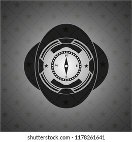 compass icon inside dark emblem. Retro