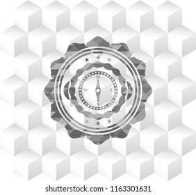 compass icon inside grey icon or emblem with geometric cube white background