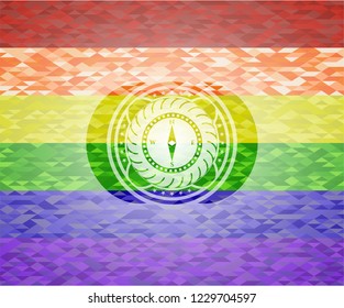compass icon inside lgbt colors emblem 