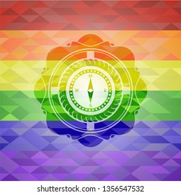 compass icon inside lgbt colors emblem 