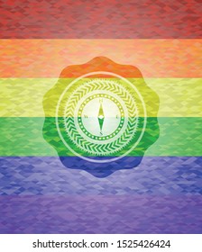 compass icon inside lgbt colors emblem 