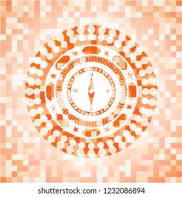 compass icon inside orange mosaic emblem with background