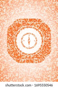 compass icon inside orange mosaic emblem with background