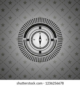 compass icon inside realistic black emblem