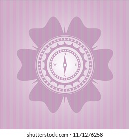 compass icon inside realistic pink emblem