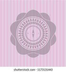 compass icon inside realistic pink emblem