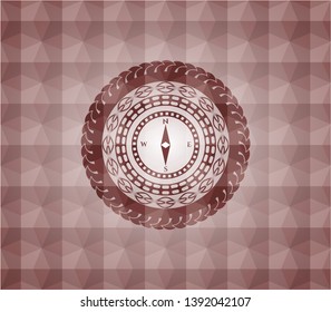 compass icon inside red seamless geometric badge.