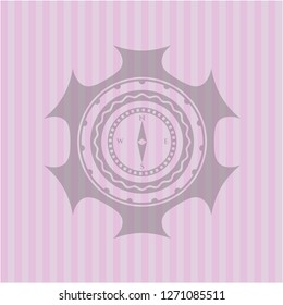 compass icon inside retro style pink emblem