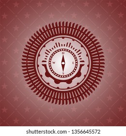 compass icon inside retro style red emblem